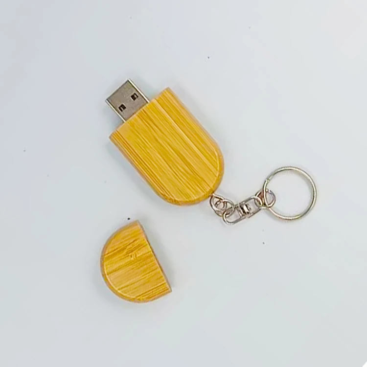 High Quality Customizable Wooden USB Flash Drive with Key Ring 2GB to 64GB Supports Custom Logo for Promotions
