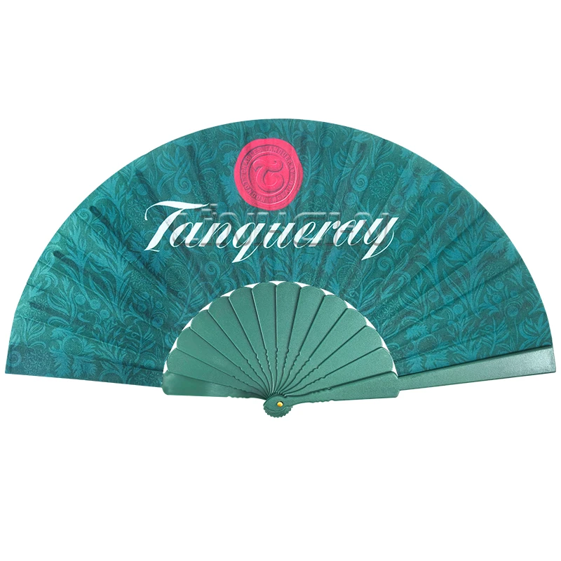 Black Plastic Folding Fabric Hand Held Fans Ribs Custom