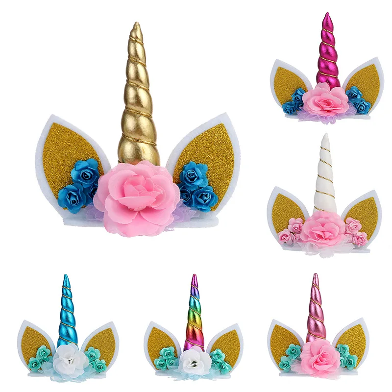 Unicorn Birthday Party Cake Topper Decoration Kit cupcake toppers pick flag