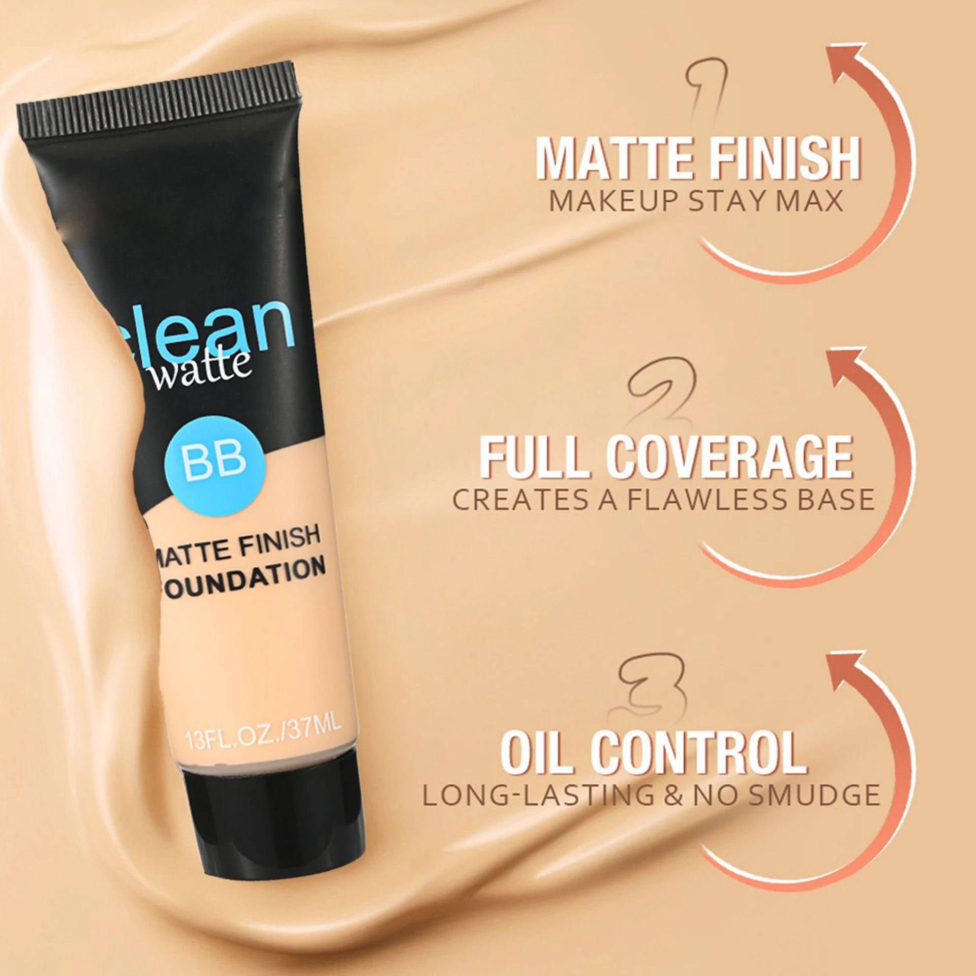 Wholesale Waterproof Natural Matte Makeup Foundation Long Lasting Vegan Full Coverage Liquid Foundation