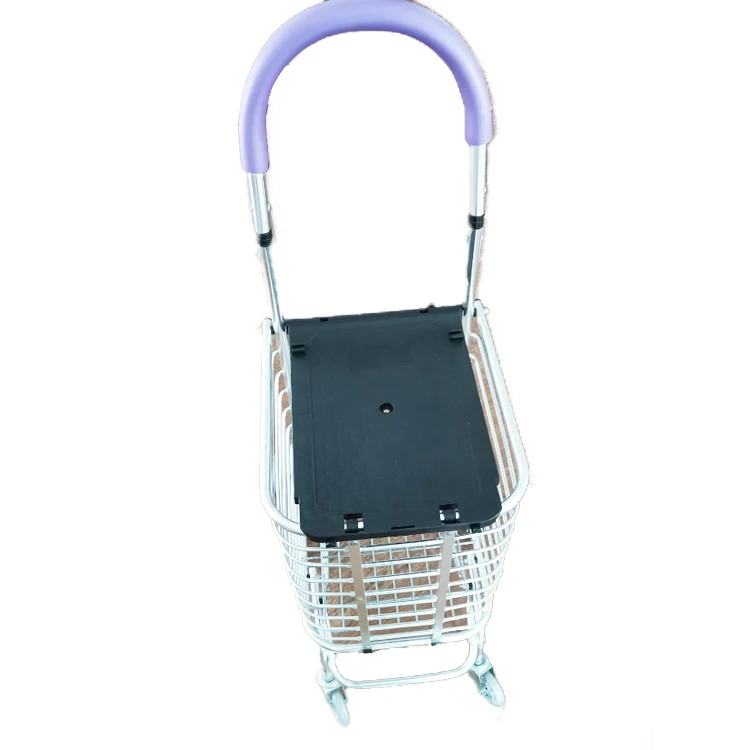 Складная тележка-корзина из алюминиевого сплава с дизайном сиденья