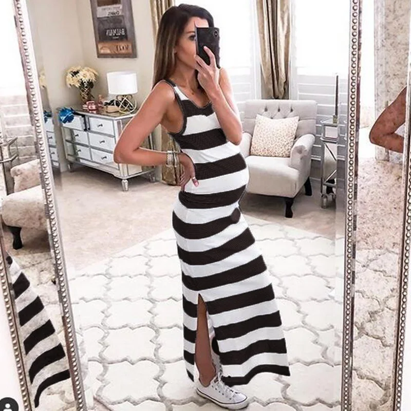 New Arrival Pregnant Elegant Party Long Maxi Dress Maternity Clothes Women Clothing Summer Pregnancy Side Split Dresses