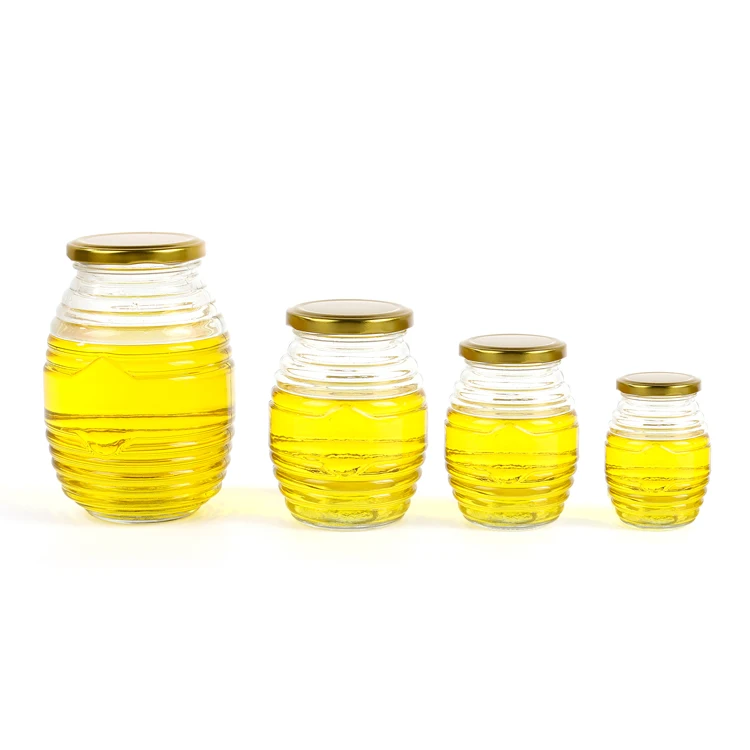 wholesale clear glass jar for honey with metal lids
