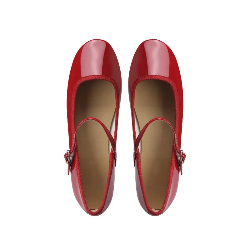 2024 Girls Patent Leather Ankle Strap Girl Comfortable Flat Shoes Mary Jane Shoes Women