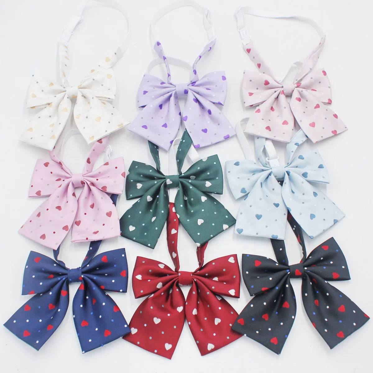 Genya Heart Dot Printing  JK Uniform Bow Tie Shirt Neckties Preppy Style Tie For Girls bow tie school uniform