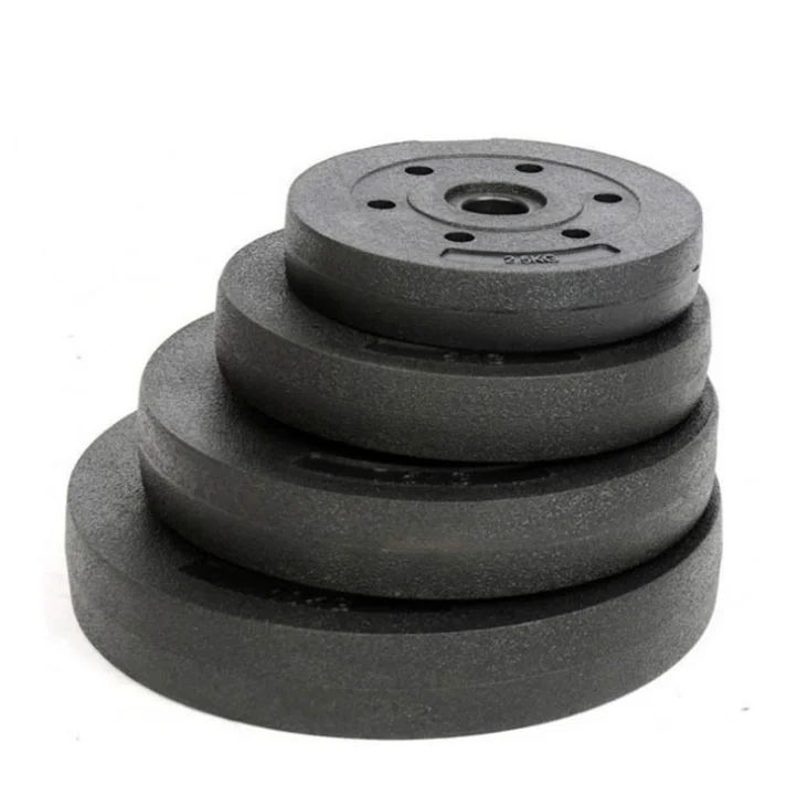 Weight Lifting 6 Holes Cement Filled Black Plastic Barbell Weight Plates, Fitness Accessories Weight Plate
