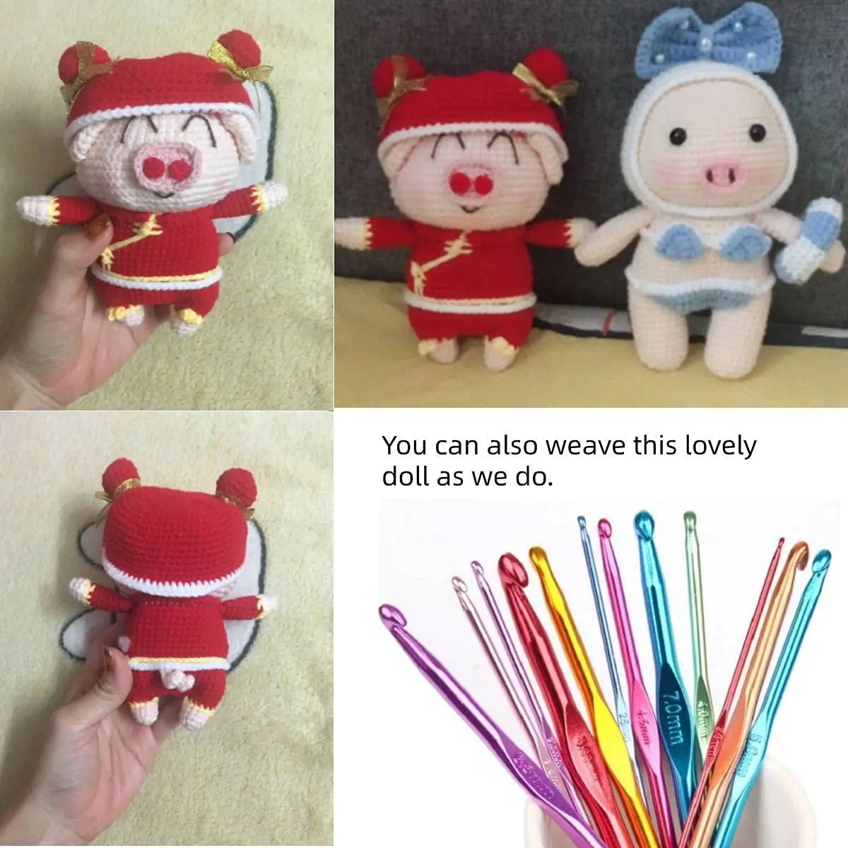 Professional 22pcs Mixed Multi-color Aluminum Handle Crochet Hooks Ergonomic Knitting Needles Weave Yarn Set For Beginners