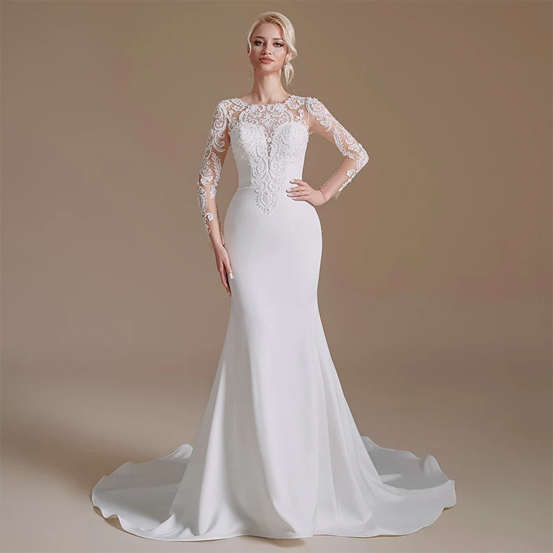 Hot sale unique mermaid silhouette vintage plus size elegante dress for wedding