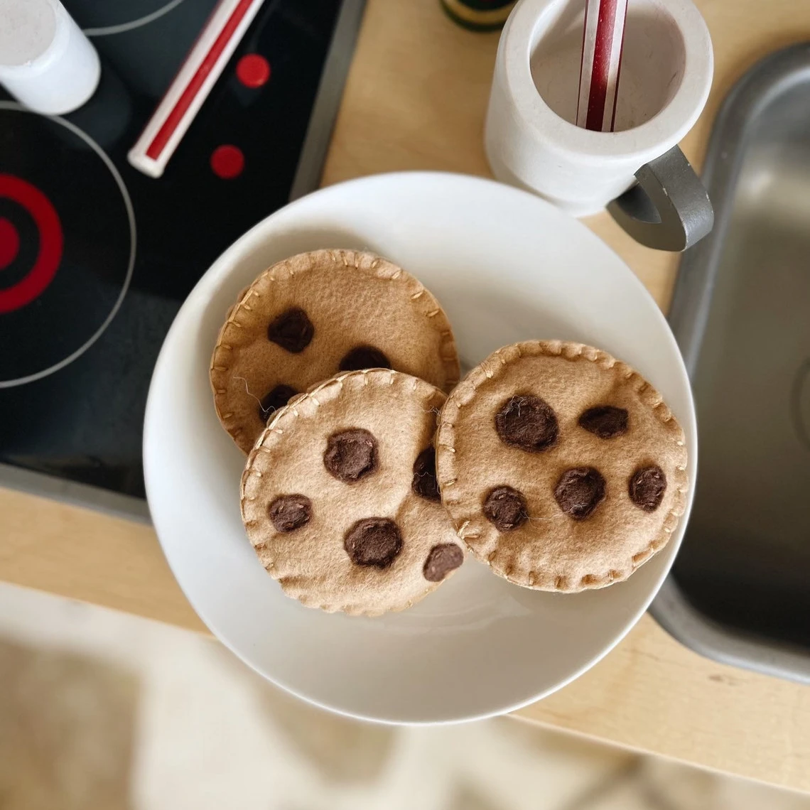 Войлочное шоколадное печенье с чипом, войлочное печенье с едой, кухонная еда