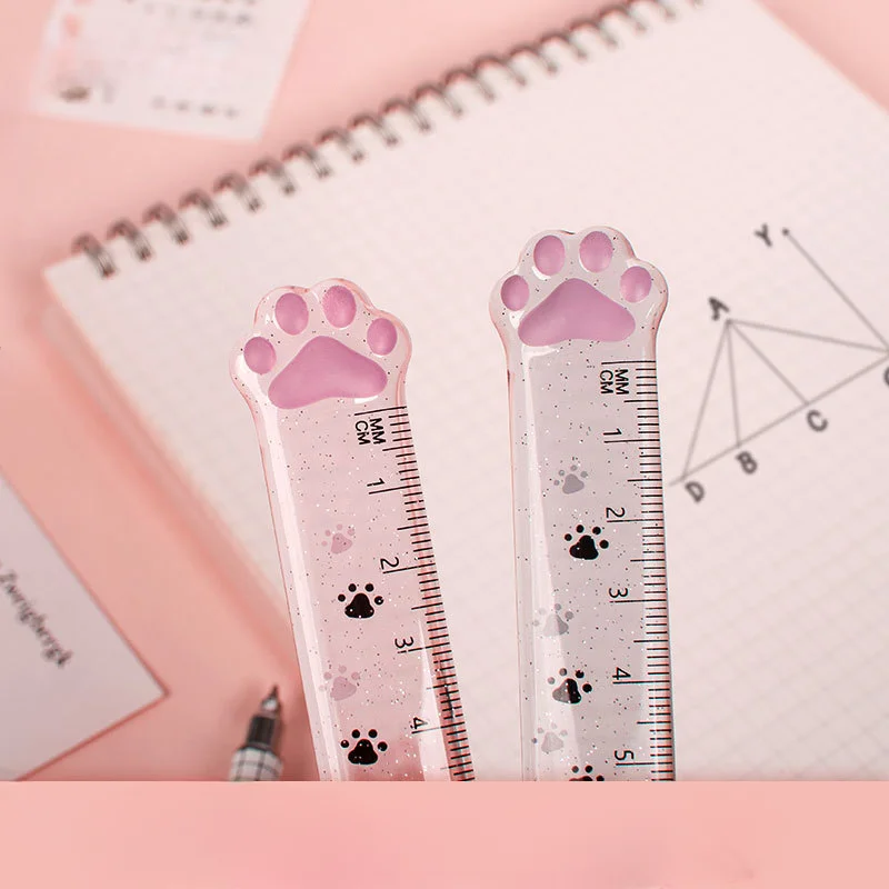 Cat claw ruler 15cm student creative stationery measuring ruler high value cat claw transparent plastic ruler spot wholesale