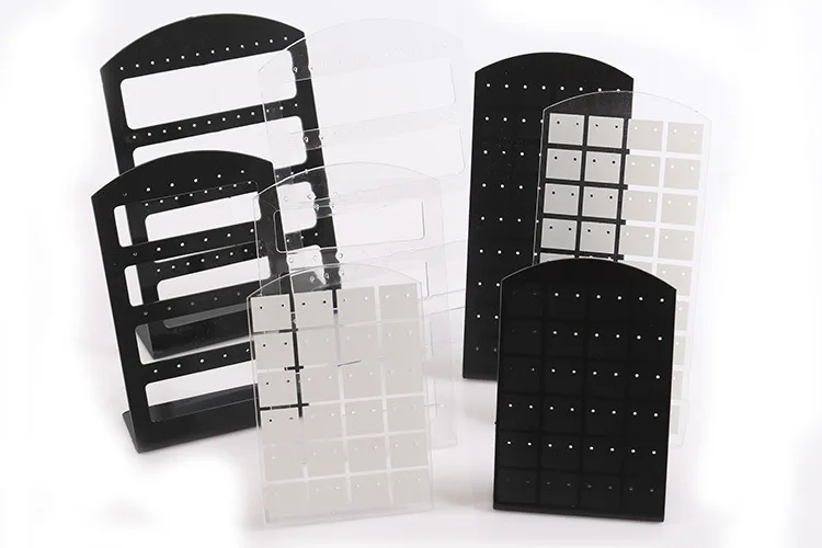 Wholesale 72 Holes Large Plastic Jewel Display Rack Black White Portable Jewelry Holder Showcase Storage Stand For Earrings