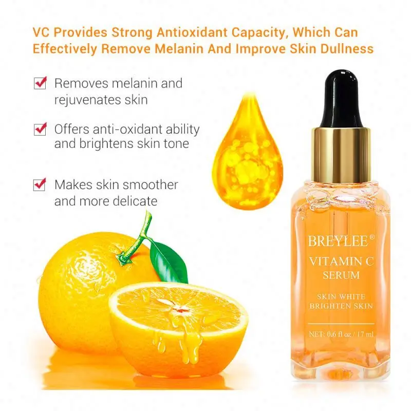 Oem BREYLEE 17ml Vitamin C Serum Skin White Brighten Skin Removes Melanin Face Care Anti Oxidant Whitening Vitamin C Serum Liquid