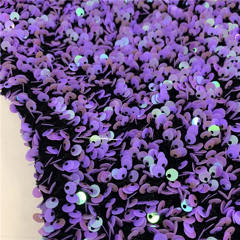 High Density Stretchy Velvet Sequin Fabric Wholesale Price Velvet Sequin Embroidery Fabric for Party Dress