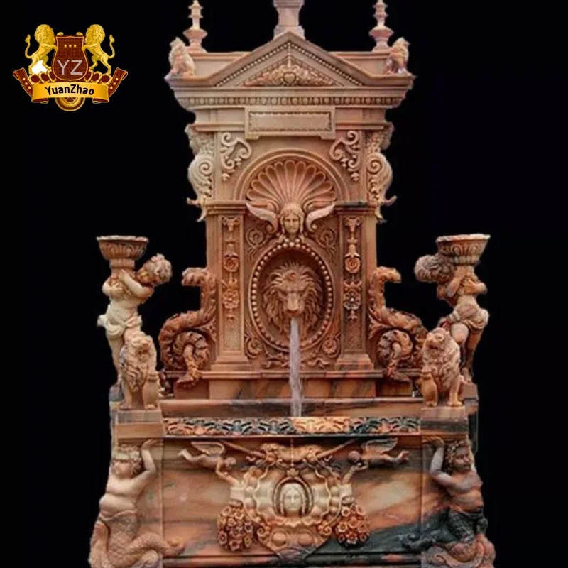 China Factory Supply Hand Carving Garden Stone Wall Fountain Marble Waterfall Wall Fountains