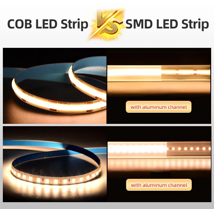 ADLED cob led strip 2 Years Warrant 480led ce rohs 12v warm white 6500k light 24v flexible white cob led strip