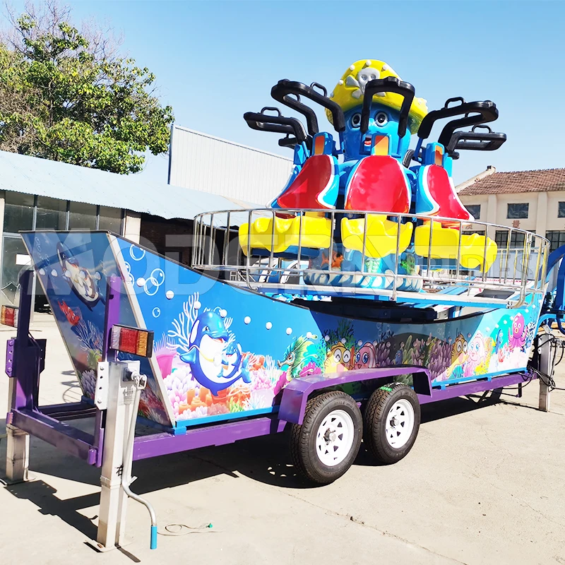 Newest design trailer flying car carnival games kids popular amusement park rides octopus flying car for sale