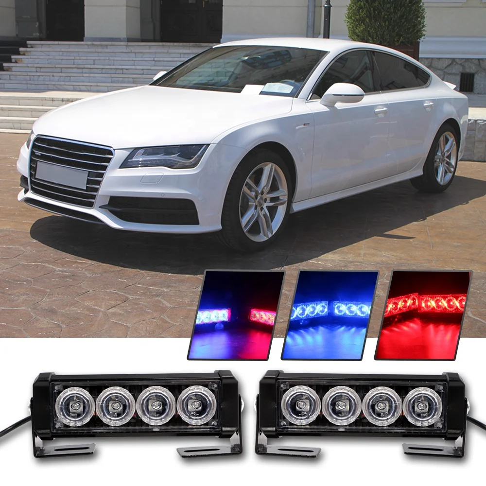 2x4 светодиода DRL стробоскоп аварийная Предупредительная лампа 12 В автомобильный Стайлинг мигающий дневной ходовой сигнал Янтарный красный синий белый