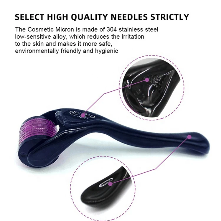 Wholesale Custom Logo 540 Titanium Micro Needle Black 0.5/0.25mm Derma Roller For Women Face