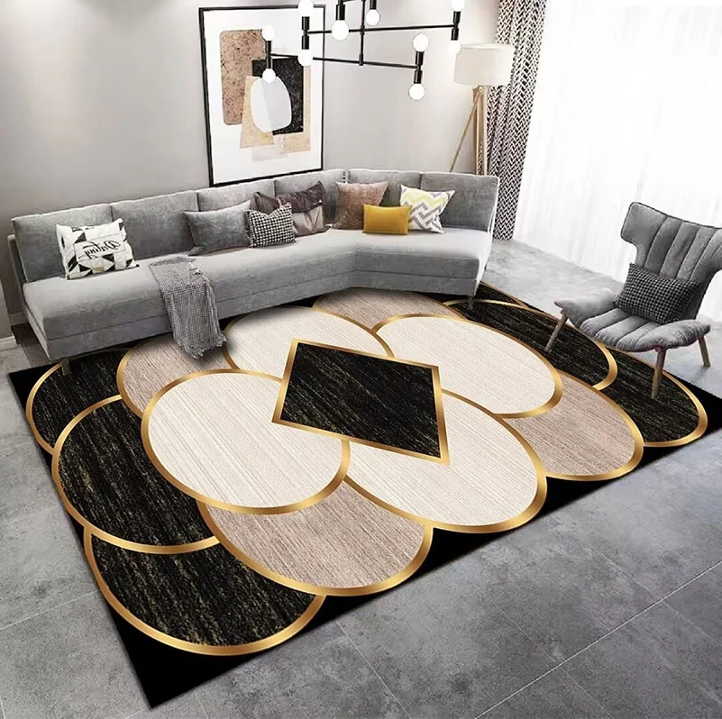 Nordic Style Mats For Living Room Golden Velvet Geometric Marble Living Room Mat