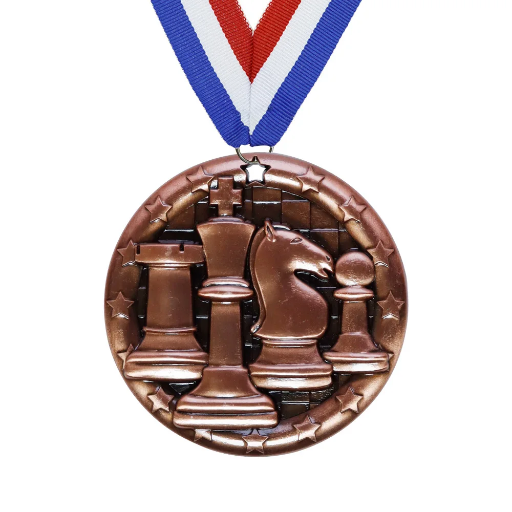 custom metal alloy trophy award factory wholesale 3d blank print champions league personalize sport chess trophies and medals