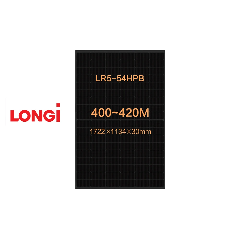 Longi 400-420 Вт шина M10 легированная галлием вафельная полуразрезанная ячейка монокристаллическая полностью черная солнечная панель