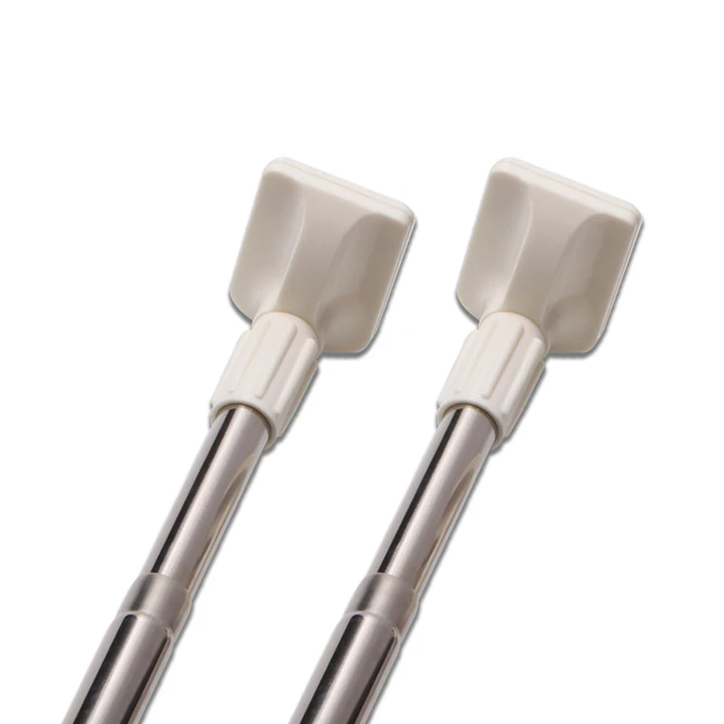 Wholesale Made in China Stainless Steel Square Head Telescopic Rod Shower Curtain Pole Extendable Curtain Rod