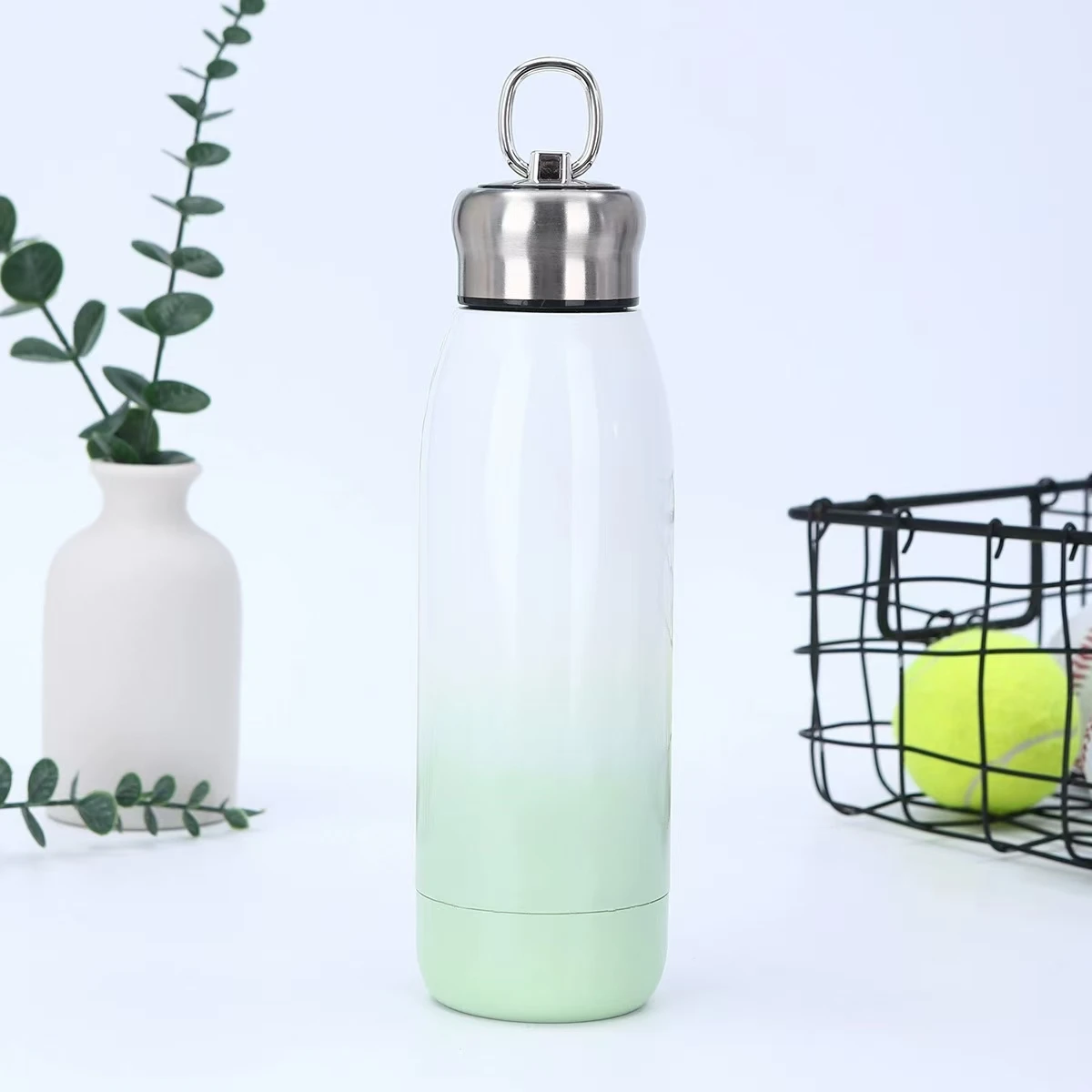 Wholesale Outdoor 450ml Portable Handle Cup Double Layer Vacuum Stainless Steel Insulated Cups Bowling Shaped Cups