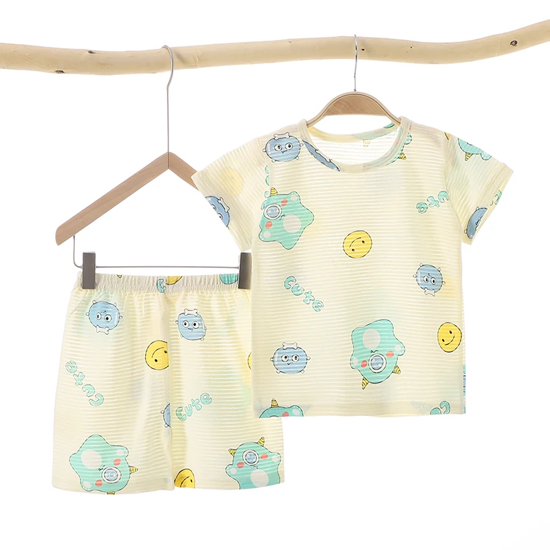 
Good price high quality summer children clothes suit 100% cotton short sleeve 2 piece baby clothes suit wholesale 