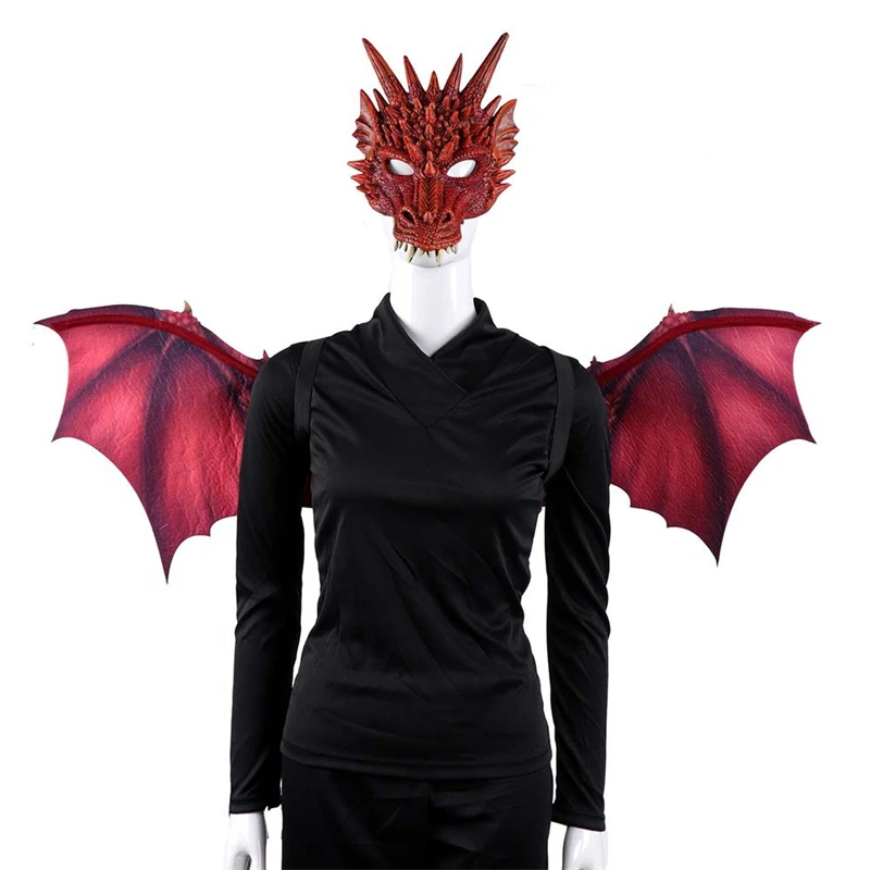 Adult Halloween Cross Border Mask Dance Party Cosplay  Cloth Dragon Mask Wing Set halloween outdoor party wings