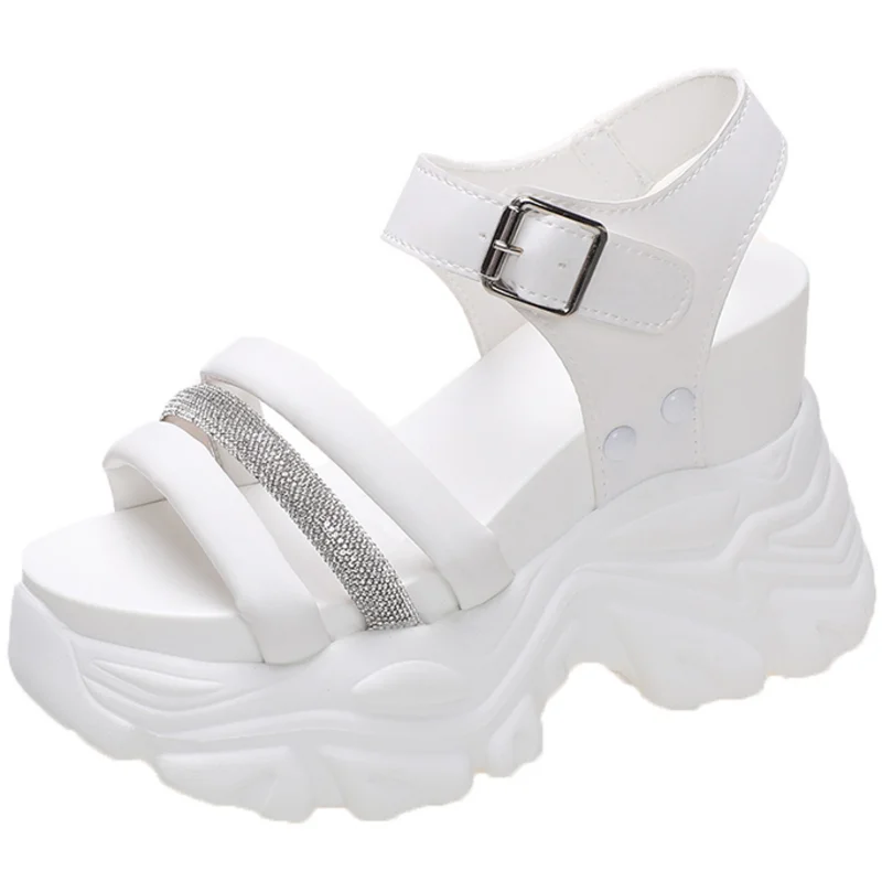 Dropshipping Custom Logo 2022 Ladies Fashion High Heels White Wedding Shoes Womens Rhinestone Sandals