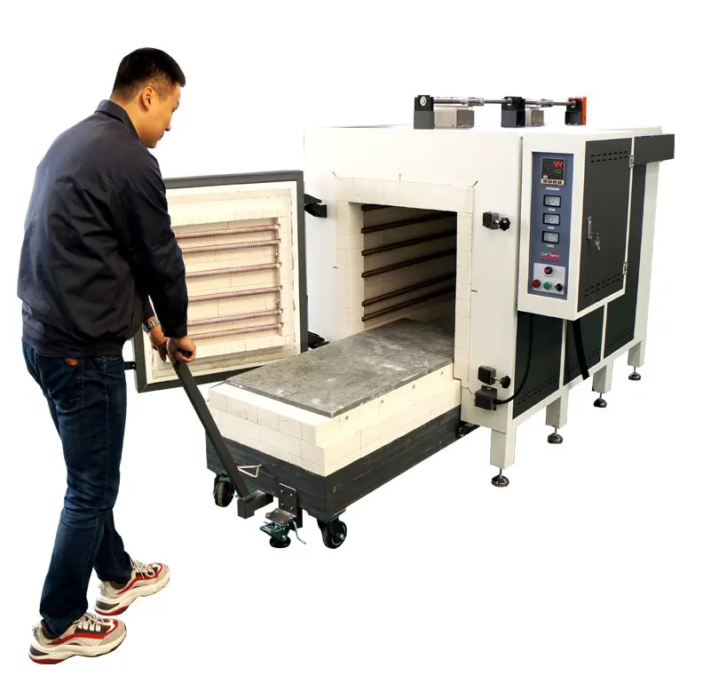 Электрический периодического типа С Выдвижным Подом днища автомобиля чемодан на колесиках для резистивная Электропечь с полным волоконная прокладка для термической обработки для катушки