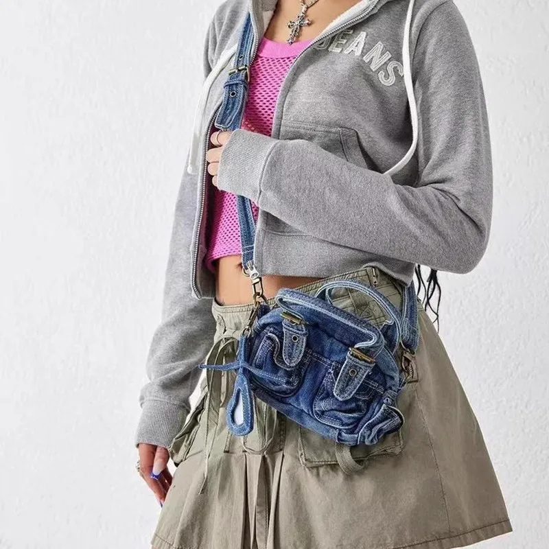 Trendy Fashionable Vintage Denim Handbags Personality Women Cute Denim Shoulder Bags Crossbody Bag
