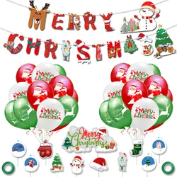 Christmas Decoration Supplies Latex Print Balloon with Banner Merry Christmas Balloons