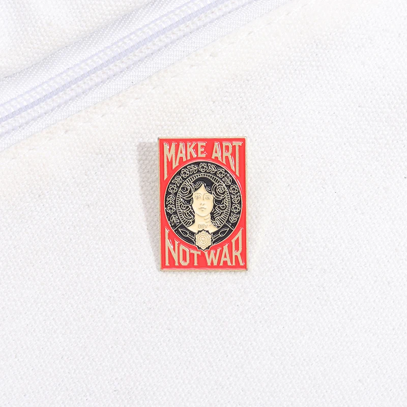 Anti-war Peace Rose Girl Pop Art Oil Painting Enamel Brooch Fashion Clothing Accessories Love Peace Backpack Badge Gift