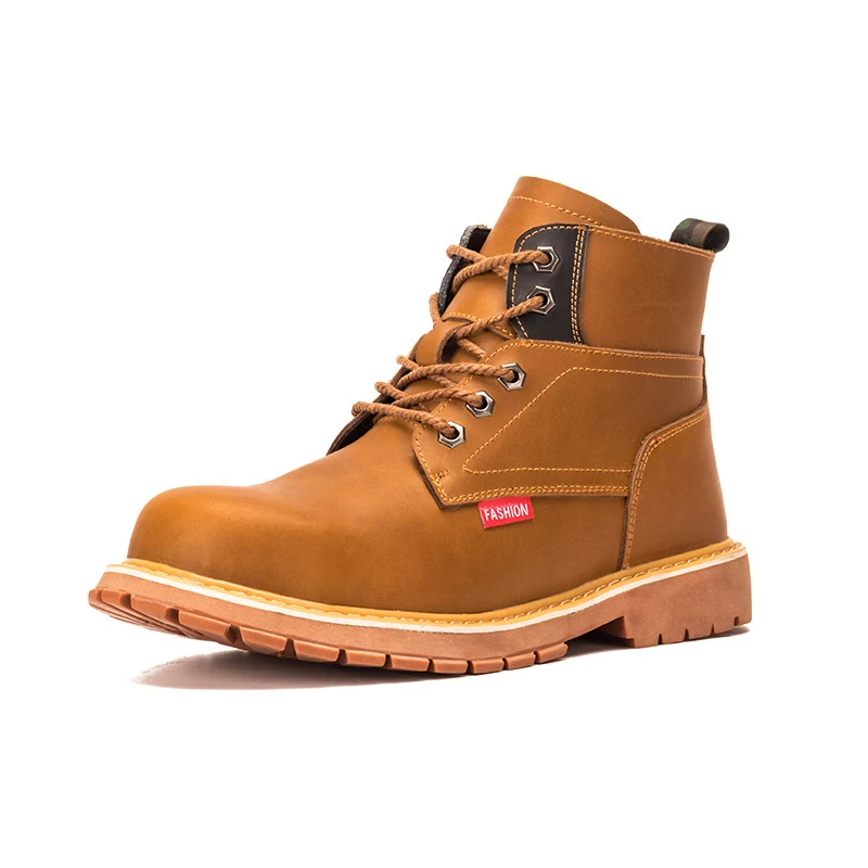 OEM real leather rubber out sole oil slip resistant safety shoes steel toe safety boots outdoor hiking shoes for men work boots
