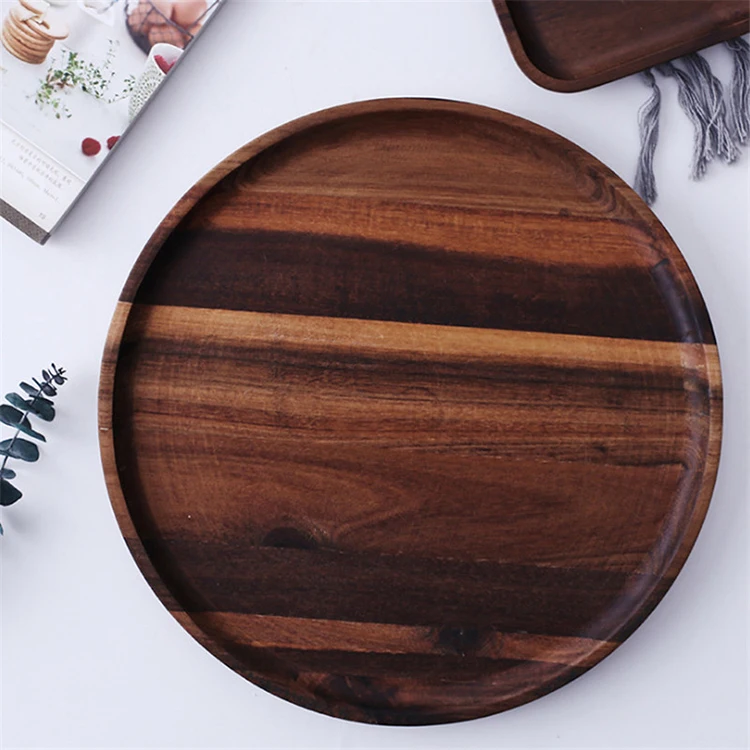 
Desk decoration solid wood black walnut tray tea coffee rustic log tray 