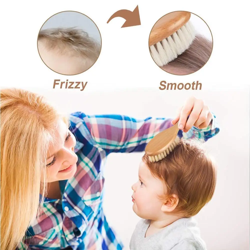 Top Fashion Premium Baby Wooden Hair Brush Baby Hair Brush Set Goat Baby Brush Set Hairbrush Wholesale