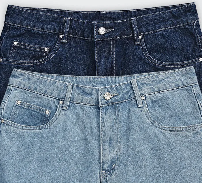 Manufacturer Wholesale Summer High Street Baggy Jean Shorts Custom Logo and label Premium Solid Color Denim Shorts For Men