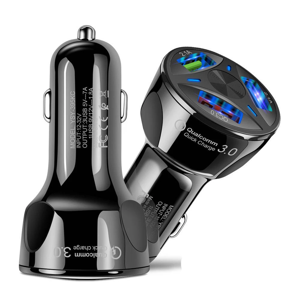 Universal RoHS Quick Portable New Design QC3.0 Fast charging three USB cell phone Car Charger