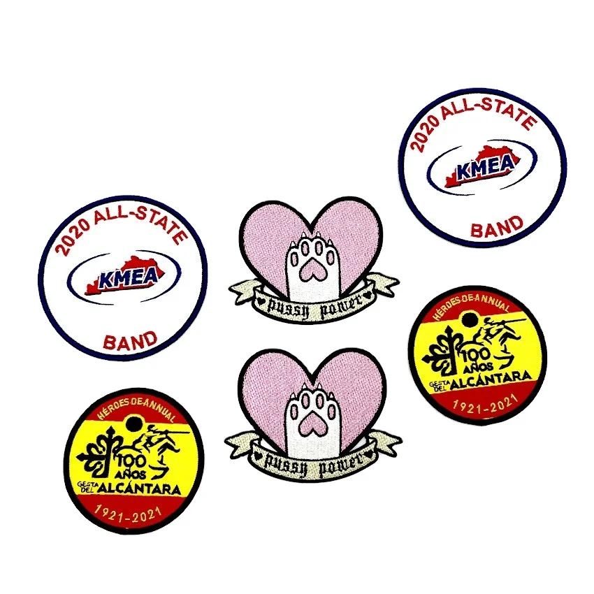 Factory custom clothing Embroidery badges  Woven logo label armbands cartoon design fabric tag