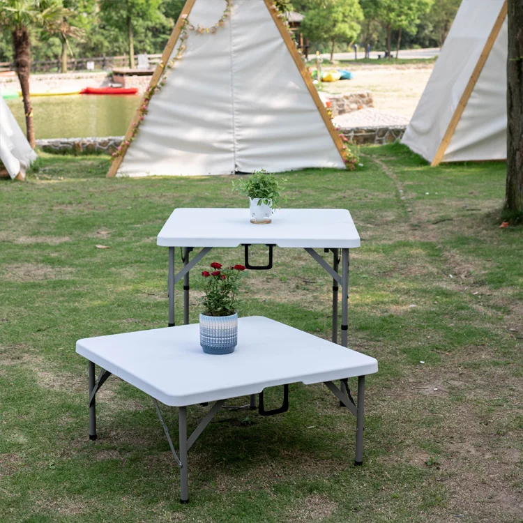 2024 Popular 86CM Folding Legs Plastic Folding Square Dining Table