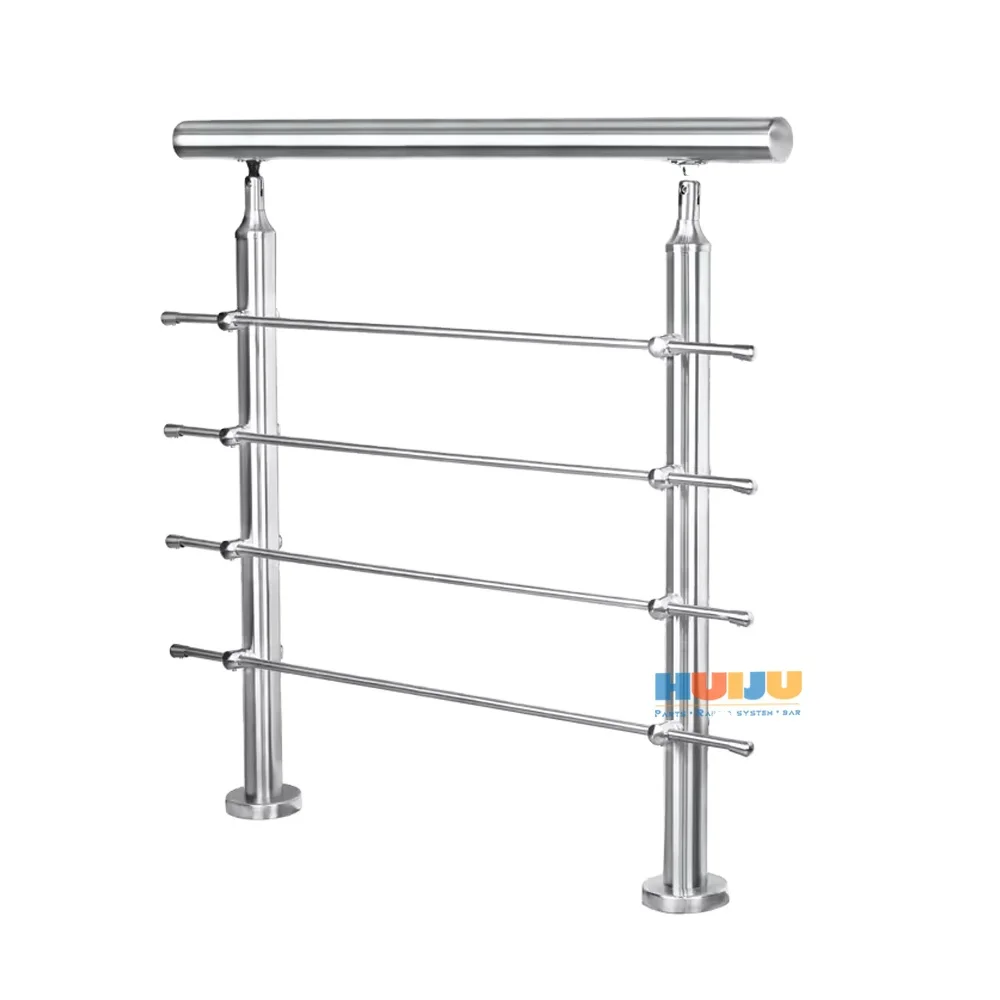 HJ Safe Outdoor Indoor Staircase Balustrades Handrails Tube Stainless Steel Stair Balustrade Outside Indoor Rod Bar Tube Railing