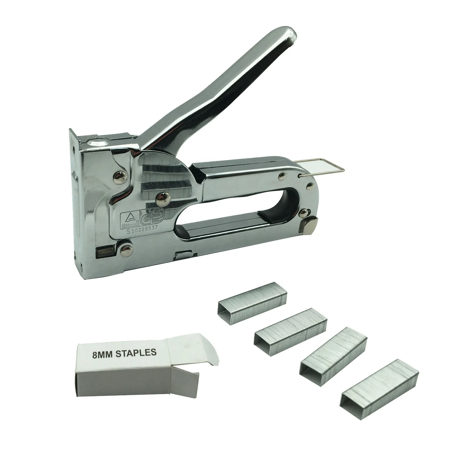  Hot sale all metal hand manual 4-8mm U nail GS standard heavy duty staple gun wood sofa stapler with 200pcs