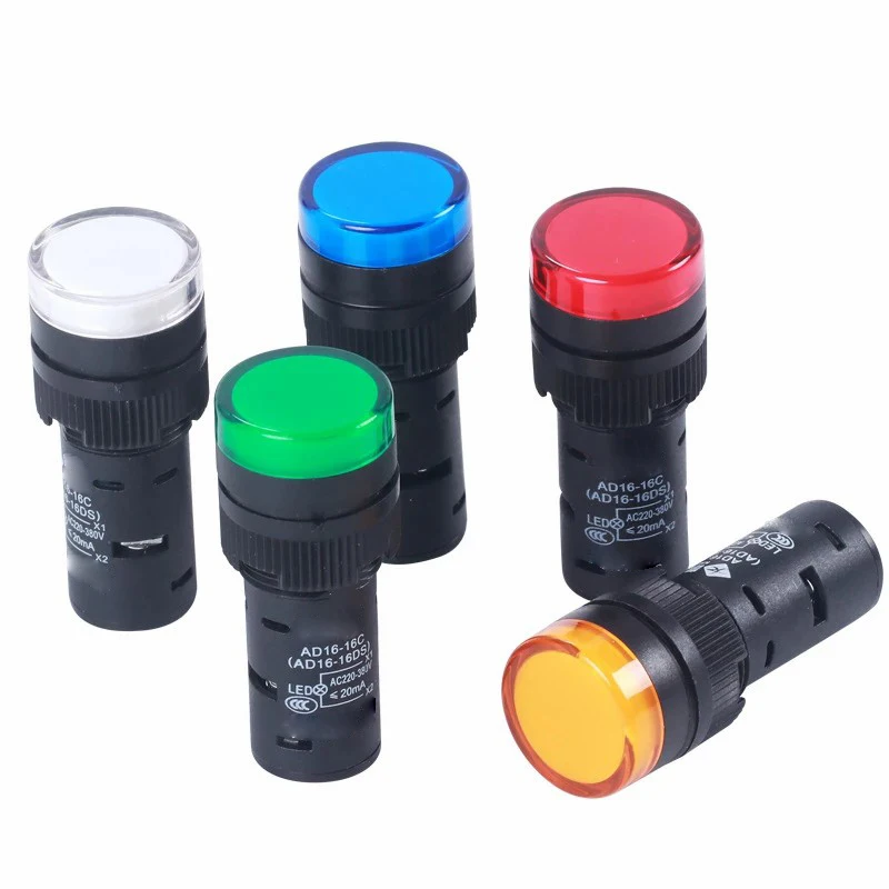 Factory Price DC AC 12V-48V signal light pilot lamp Plastic AD16-16C 16mm Led Indicator Light