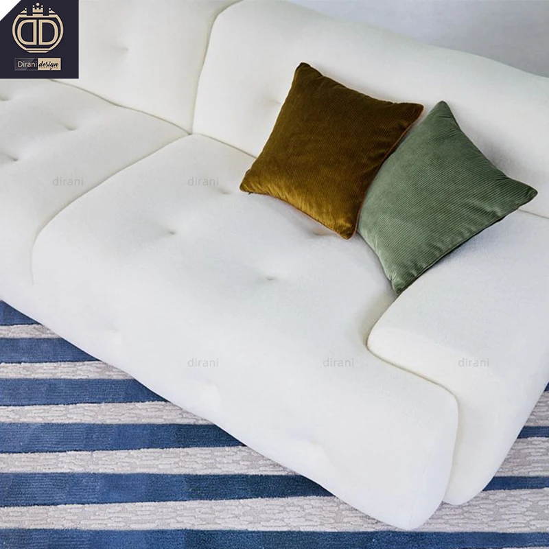 White Rochebobois Sherpa Sofa Simple Design Wide Seat Low Back Blogger 3 Large 3-seat sofa
