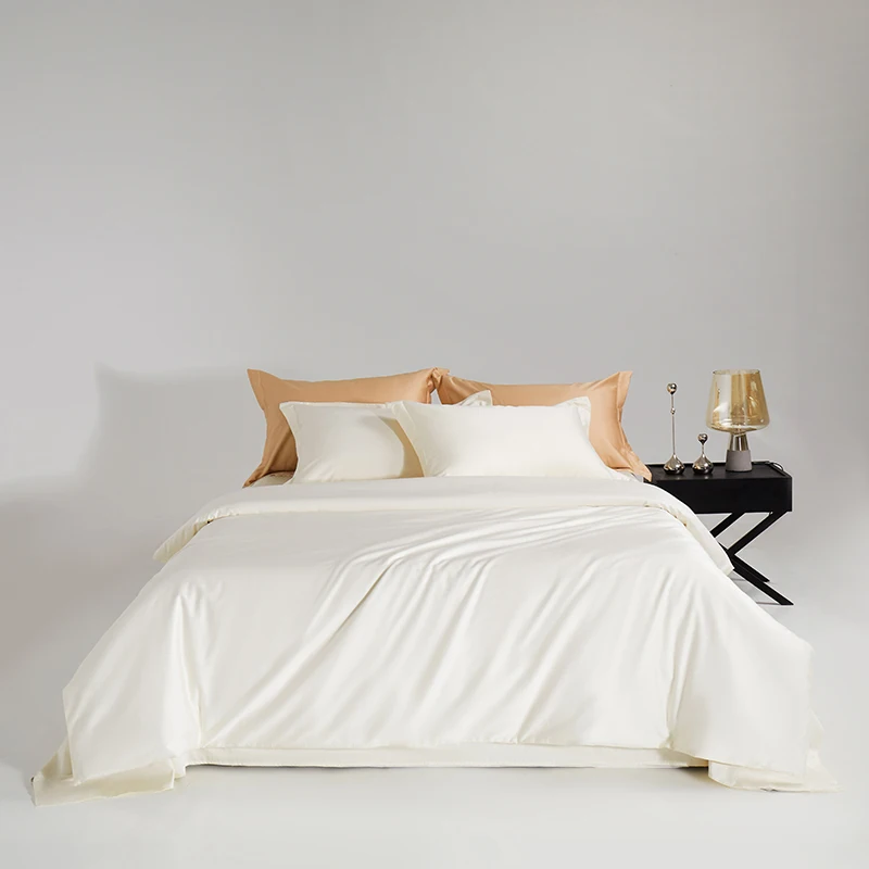 2024 new export five-star hotel 120 satin long-staple cotton four-piece set 1.2m bed sheet three-piece set plain white