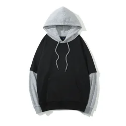 JACKETOWN New Fashion Custom Long Sleeve Block Color Hoodie Pullover Hooded Sweatshirt Men