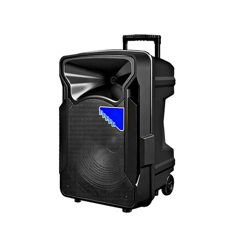 12inch or 15inch trolley rechargeable battery stage speaker with tripod