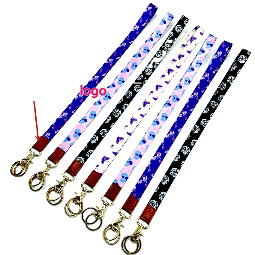 Latest Popular Multi Colors Custom Thick Polyester  Heat Transfer Sublimation Wristlet Keychain Lanyard for key