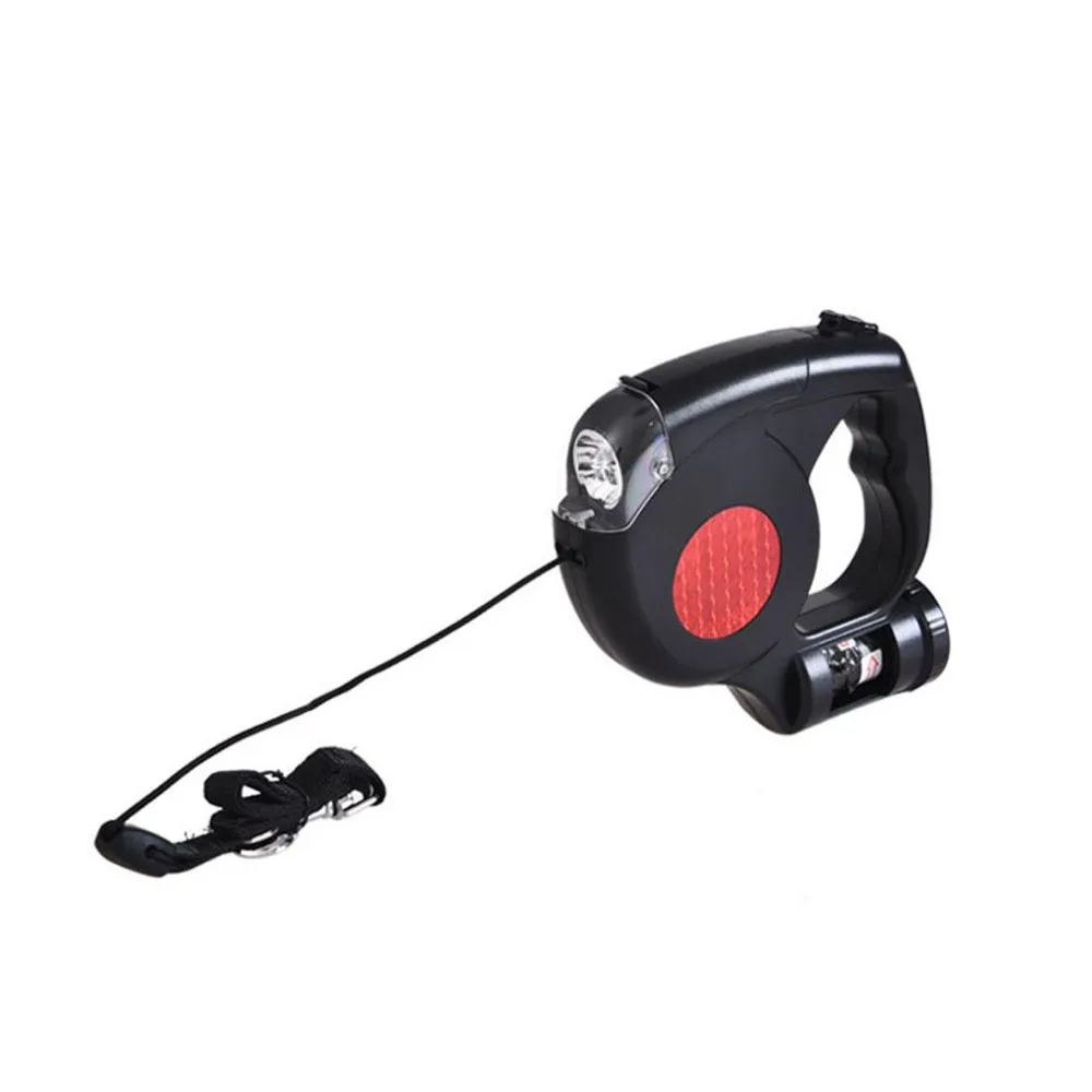 LED Light Retractable Dog Leash Poop Bag Trash Bag Anti-winding Anti-skid Handle